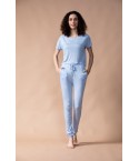 MH02 - Solid Crop Tee And Pant Lounge Set - 100% Liva Siro Micro Modal