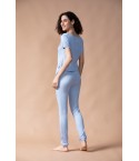 MH02 - Solid Crop Tee And Pant Lounge Set - 100% Liva Siro Micro Modal