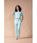 MH02 - Solid Crop Tee And Pant Lounge Set - 100% Liva Siro Micro Modal