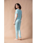 MH02 - Solid Crop Tee And Pant Lounge Set - 100% Liva Siro Micro Modal