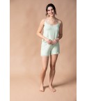 MH03 - Lace Trim Spagetti Top And Shorts Lounge Set - 95% Liva Siro Modal 5% Spandex