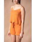 MH03 - Lace Trim Spagetti Top And Shorts Lounge Set - 95% Liva Siro Modal 5% Spandex