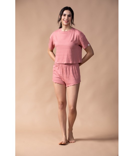 MH06 - Drop Shoulder Crop Top & Shorts - LIVA - 48% Cotton 48% Modal 4% Spandex