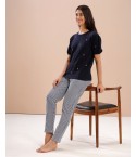 MH066 - NAVY / WHITE STRIPES LOUNGEWEAR SET