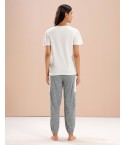 MH069 - OFFWHITE / GREEN LOUNGEWEAR SET