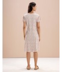 MH078- CREAM PUFF AOP A- LINE LOUNGE DRESS