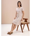 MH078- CREAM PUFF AOP A- LINE LOUNGE DRESS