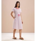 MH079 -   WHITE MULTICOLOUR  A-LINE  DRESS