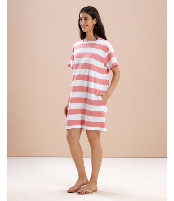 MH080 - LONG TEE : COLOUR-  WHITE/ SHELL PINK