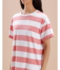 MH080 - LONG TEE : COLOUR-  WHITE/ SHELL PINK