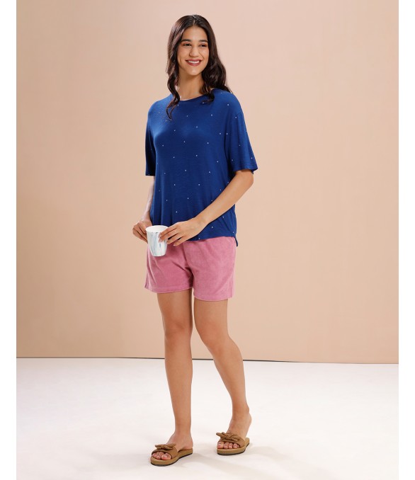 MH083  RELAXED SHORTS SET - SNORKEL BLUE/ FIJI FLOWER