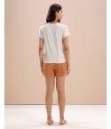 MH084  SHORTS SET- PEARL/SPICY ORANGE AOP