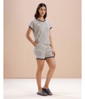MH085- NAVY CREAM SHORTS SET