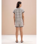 MH085- NAVY CREAM SHORTS SET