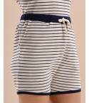 MH085- NAVY CREAM SHORTS SET