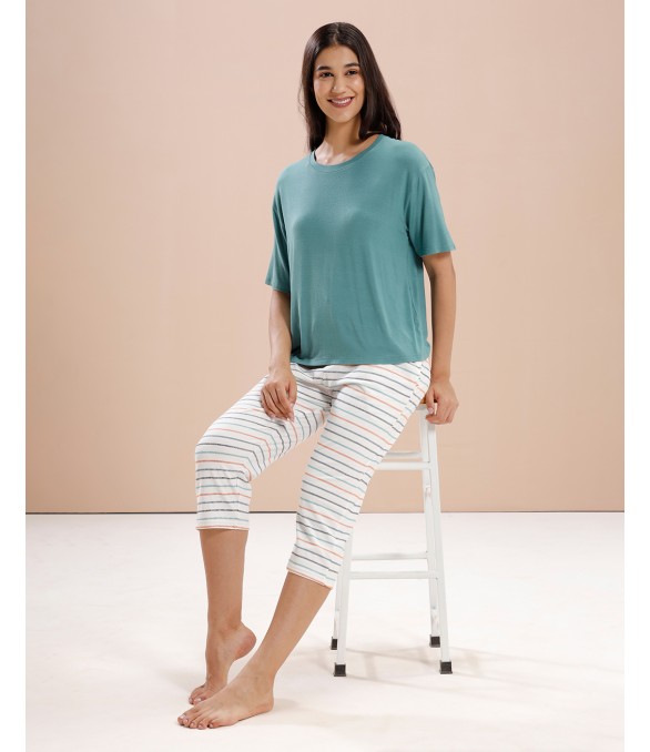MH089- BRIGHT AQUA & WHITE CROPPED  SET