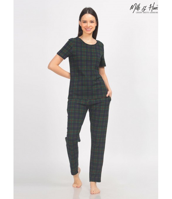 MH09 - GREEN CHECKERED LOUNGE WEAR SET