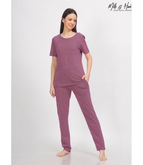 MH14 - JAQUARD PINK LOUNGEWEAR SET