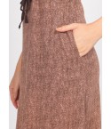 MH15 -  BROWN HERRINGBONE  V-NECK MIDI DRESS 
