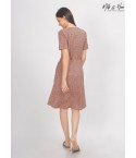 MH15 -  BROWN HERRINGBONE  V-NECK MIDI DRESS 