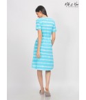 MH16 -  BLUE TIE N DYE V-NECK MIDI DRESS