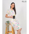 MH18 - MULTICOLOUR SPRAY BRUSH V-NECK MIDI DRESS