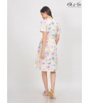 MH18 - MULTICOLOUR SPRAY BRUSH V-NECK MIDI DRESS