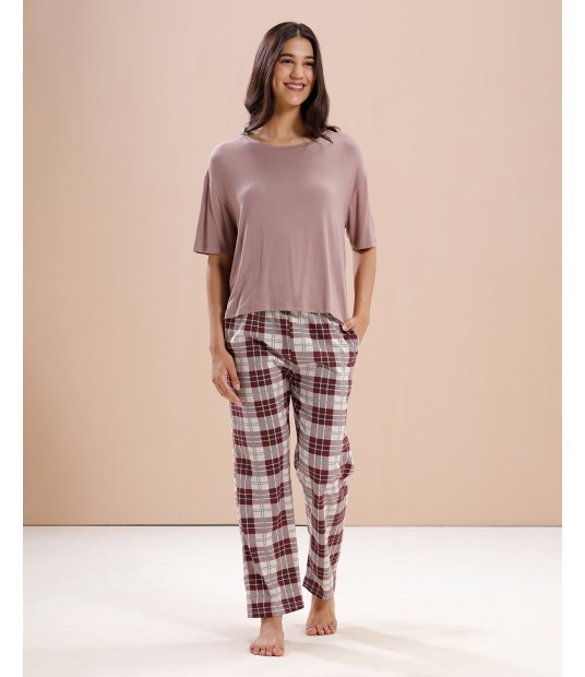 MH063 - MAVUE MIST TOP/CHECKERED LOUNGEWEAR SET