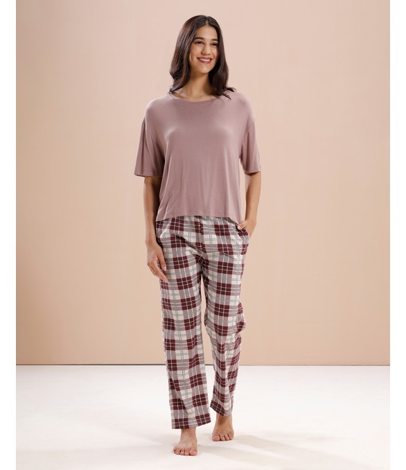 MH063 - MAVUE MIST TOP/CHECKERED LOUNGEWEAR SET
